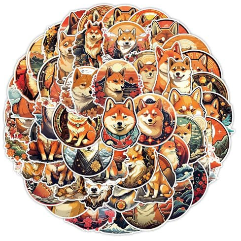 Shiba Inu Dog Stickers for Boys Girls Kids Teens,Lovely Cartoon Vinyl Waterproof Stickers for Phone Laptop Flasks Water Bottle Luggage Scrapbook Cup Bike Car, Cute Dog Decals Pack[Shiba Inu - 50Pcs]