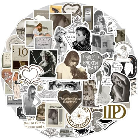 Aufkleber 100 Pcs Sticker Set Künstlerin, Vintage Musik Album Stickers, Wasserfeste Vinyl Aufkleber, Sticker für Scrapbook Laptop Journal Macbook Trinkflasche Handy Gitarre Skateboard Snowboard usw