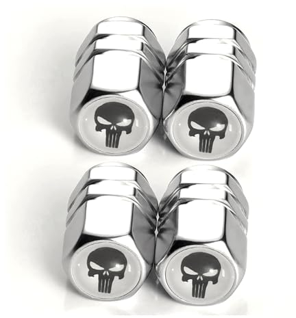 Misuyue Ventilkappen Auto, Ventilkappen Fahrrad, Autoventil Aluminium Kappen, Reifenventilkappen für Autos LKWs Motorräder Geländewagen und Fahrräder, Autozubehör, 4 STK./Packung (schwarz+silbrig)