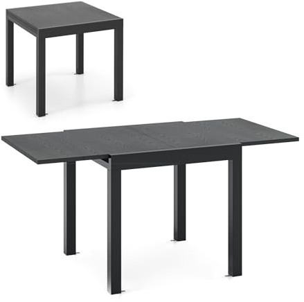 KOMFOTTEU Gartentisch ausziehbarer, Esstisch verstellbar von 80-160 cm, Aluminiumtisch wetterfest für 4-6 Personen, Terrassentisch für Hof, Garten, Pool (Grau)