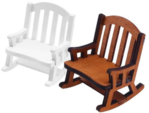 JOINPAYA 2 Stück Miniatur-Puppenhaus-Schaukelstuhl Im Maßstab 1:12 Holzmöbel-Zubehör Winziges Mini- Tortenaufsatz Dekoration Stuhlmodell Für Feengarten