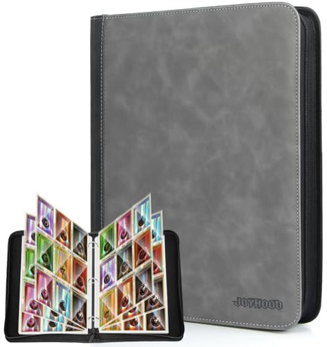 JoyHood Sammelalbum Kompatibel mit YGO Karten, Sammelkarten Album, Karten Halter Ordner Hüllen Buch für PM/MTG/YGO Karten (Grau, 9 Pockets)