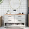 Homgoday Badezimmer-Arbeitsplatte, 140 x 50 x (2-4) cm, unbehandeltes Massivholz, Badezimmer-Arbeitsplatte, Waschtisch, Schreibtisch-Arbeitsplatte, große Tischplatte, Arbeitsplatte,