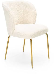 designimpex Design Esszimmerstuhl STH-222 Teddy Stoff Weiß Creme Stuhl Stühle, Farbe:Creme (Teddy-Stoff)
