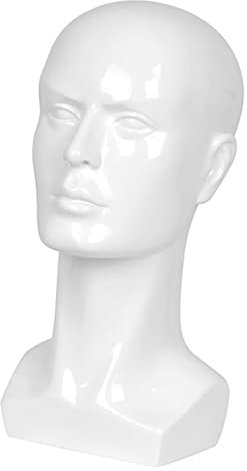 FRCOLOR Männliche Schaufensterpuppe Perückenmannequin Realistischer Herren Modelkopf aus Kunststoff Weiß Glänzend für Perücken Hüte Brillen und Headsets Salon und Heimgebrauch