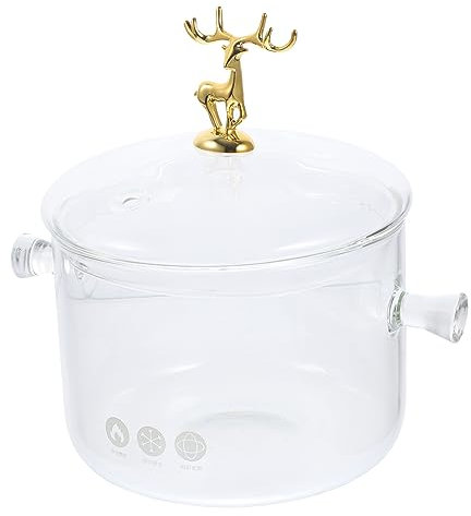 Cabilock Olla de Vidrio para Estofado con Tapa de Borosilicato Doble Asa para Cocinar y Fideos Utensilios de Cocina Hogar 2