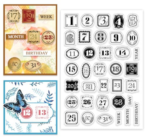 CHGCRAFT Vintage Label Kalender klar Stempel benutzerdefinierte Silikon klar Stempel für DIY Scrapbooking Fotoalbum dekorative Karten machen, Wort, 6,3x 4,33x 0,12 Zoll