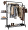 Klass Home Collection Heavy Duty Clothes Rail With Folding Shelves, 100KG Garment Rack With Double Hanging Clothing Rails, 3 Shelves, Coat Shoe Rack, 4 Hooks, Clothes Rails For Bedroom, Shops (Black)