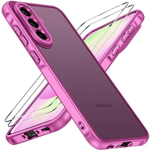 iVoler Cover Opaca per Samsung Galaxy A56 5G con 2 Pezzi Vetro Temperato, [Antiurto di Grado Militare] [Protezione Della Fotocamera] Custodia Traslucida Posteriore Sottile Anti-Impronte Case, Rosa