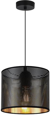 Light Home ASTI Hängelampe Glamour Höhenverstellbar - Modern Lampe Hängend fur Esszimmer- Glamour Pendelleuchte - Wohnzimmerlampe Rund - E27 Glühbirne - Einfacher Lampenschirm - Schwarz ⌀ 20 cm