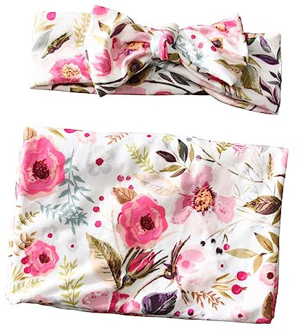 ibasenice Leichtes und Warmes Baby-Wickeltuch-Set mit Schleife und Stirnband für Die Babyparty