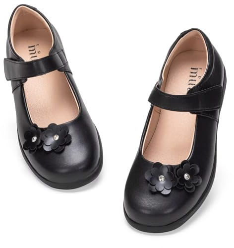 Frank Mully Mädchen-Kleiderschuhe Mädchen Mary Jane Flache Schuhe Ballerinas Flache Party-Schulschuhe mit Schleife für Kleinkinder/kleine Kinder/große Kinder, HSchwarz, 35.5 EU
