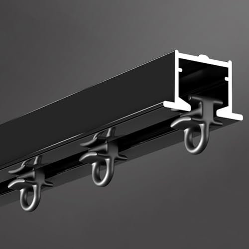 Set di aste per tenda da doccia a scomparsa, antiruggine, per appartamenti e ospedali, facili da tagliare, nero, 5 m