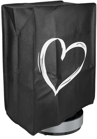 kwmobile Cover Compatible with Ninja CREAMi - Plastic Case for Kitchen Mixer - White/Black Brushed Heart