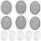 SUNNYCLUE 1 boîte de 6 plateaux de Support de Broche Cabochon Plateau de Support de Broche Ovale Vintage en Argent Antique avec 6 cabochons en Verre Transparent pour la Fabrication de Bijoux les Acces