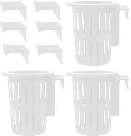 Generisch Set of 3 Aquarium Plant Holder, Floating Aquatic Plants Pot, 3.9inch Deep X 3.5inch Wide, Aquatic Decoration, Ideal for Underwater Planted Tank, Aquaponic, Hydroponics, White/Black