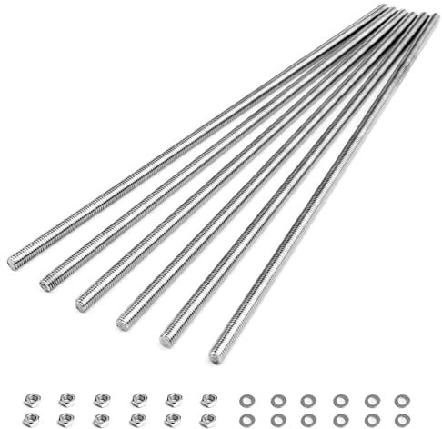 6pcs M4 x 200mm Fully Threaded Rod, 304 Stainless Steel Right Hand Threads Rods, with Nuts and Flat Washer,for Clamps, Hangers and U-Bolts (M4 x 200mm)