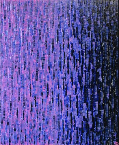 Tableau abstrait rose et bleu irisé 61x50 cm | peinture contemporaine acrylique au couteau | Dégradé rose et bleu