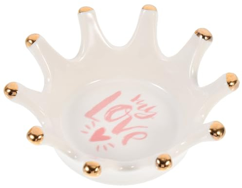 Gogogmee Ceramic Crown-shaped Nail Pen Storage Dish Multi-functional Jewelry Tray for Nail Art Accessories and Items Desktop Organizer for Cosmetic Tools