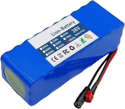 36V 100Ah PVC Batteria al Litio a Lungo Raggio da per Bici elettrica Scooter Elettrico Batteria High Capacity per Kit Motore 250-500W con 42V 2A Caricatore XT60+DC