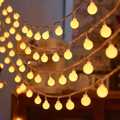 ALEGRE® Globe Lichterkette Kugeln Batterie mit Timer, 6M 40 LED Kugel Lichterkette Batterie, Warmweiß Globe Lichterketten Innen Außen,String Lights für Hochzeit,Kinderzimmer,Weihnachten,Garten,Camping