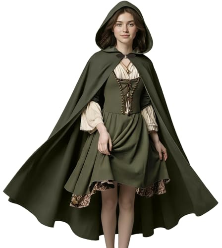 FSUJWOA Renaissance Kapuzenumhang mittelalter kleidung herren Hexenmantel mit Kapuze umhang