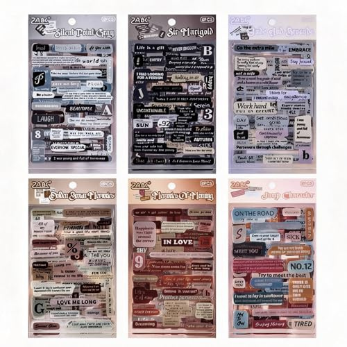 Katyjun 800 Spruch-Sticker für Scrapbooking & Journaling – 6 Bögen mit inspirierenden Zitaten & Weisheiten, Wetterfest, Wiederverwendbar, für Erwachsene, Bullet Journal, Tagebuch, Vision Board