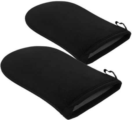 SWETRACE 1 Paire D'applicateur de Bronzage en Peluche Noir Film Imperméable pour Application Uniforme de Lotion Corps Autobronzante sans Soleil