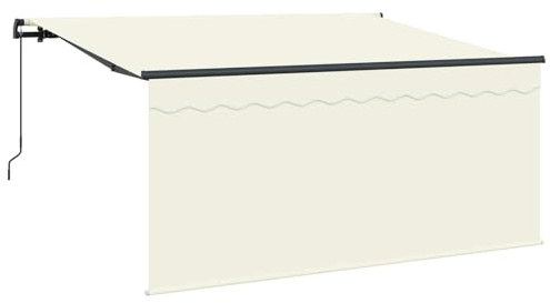 KUPTYERFG Tenda da sole retrattile color crema, 300 x 200 cm, con braccio articolato, estensibile manualmente, in poliestere e alluminio, resistente all'ombra per terrazza, balcone e giardino