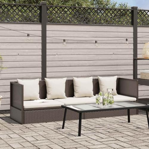LoogCape Sofá cama de jardín de ratán sintético marrón con cojín y 4 cojines ajustables en 7 posiciones resistentes a la intemperie, 200 x 60 x 58 cm para terraza, balcón, piscina