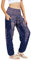 Lofbaz Damen Haremshose Yogahose Pumphose Hippie Hose Boho Kleidung Festival Outfit Sommerhose Leicht Sommer Hosen - Peacock 1 Dunkelblau S