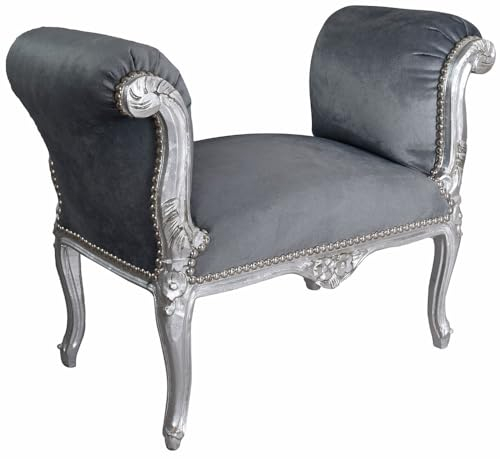Sitzbank Bank Hocker Sofa Landhausstil Couch Antik 94cm cat351 Palazzo Exklusiv (19 - Grau, e - Silber)