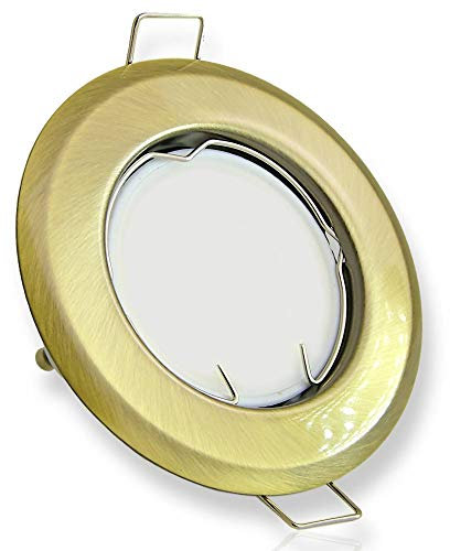 LED Einbaustrahler messing rund 5 Watt warmweiß 230V - GU10 Einbauleuchte 55-60mm Bohrloch - Einbau-Spot Decken-Strahler Deckeneinbaustrahler Deckenspot Deckeneinbauleuchte Einbauleuchte