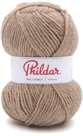 Phildar - Pelote de Laine Phil Charly - Laine à Crocheter et à Tricoter - 100% ACRYLIQUE - Aiguille n°4 - Couleur MARRON