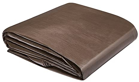Amazon Basics Multi Purpose Waterproof Poly Tarp Cover with Grommets, 20 x 20 ft, 10MIL Thick, Brown/Silver, 1-Pack
