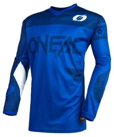 O'NEAL | Motocross-Trikot | Enduro MX | Atmungsaktives Material, Gepolsterter Ellbogenschutz, Passform für maximale Bewegungsfreiheit | Element Jersey Racewear | Erwachsene | Blau | Größe L