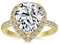 Bling Jewelry Großer 7Ct AAA CZ Halo Birnenförmiger Statement Solitaire Tränenform Verlobungsring Für Frauen. 925Er Sterlingsilber Mit 14 Karat Vergoldeter Dünner Band Mit Pavé Besatz Aus Zirkonia.