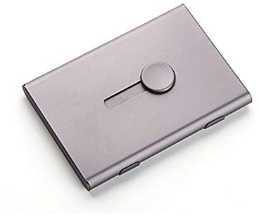 tooloflife Porte-cartes de visite de luxe en alliage d'aluminium pour cartes de crédit professionnel avec pouce coulissant pour homme et femme, gris, 10cm * 7cm * 2cm