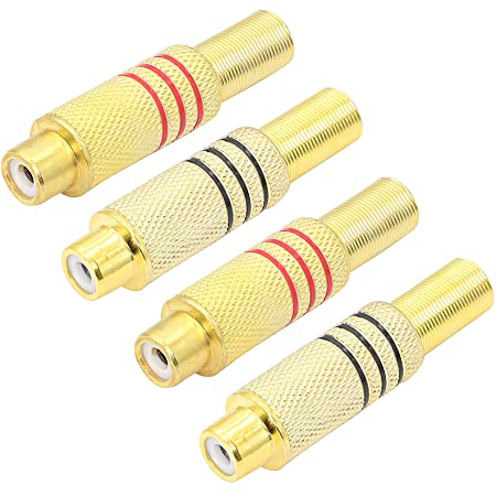 PNGKNYOCN Lot de 4 connecteurs audio RCA - Vis audio vidéo AV stéréo femelle avec ressort coaxial audio plaqué or