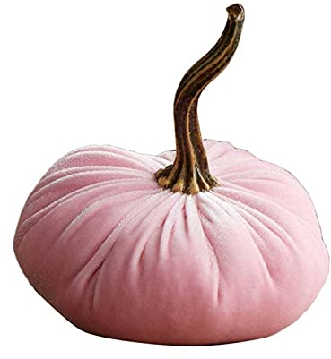 Halloween Kürbis Deko - Samt Kürbis Dekor Handgemachte, Samt Kürbisse Deko Halloween Erntedankfest Party Sortierte Mini Samt-Kürbisse Tischdekoration Herbst Halloween Dekoration (Rosa, 11*11cm)