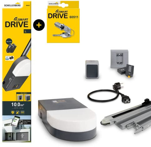 Schellenberg Garagentorantrieb Smart DRIVE L, 600N, 2x Funk-Handsender, Tore bis 10 m² + Schellenberg 60511 Notentriegelungsschloß f.Garagentor