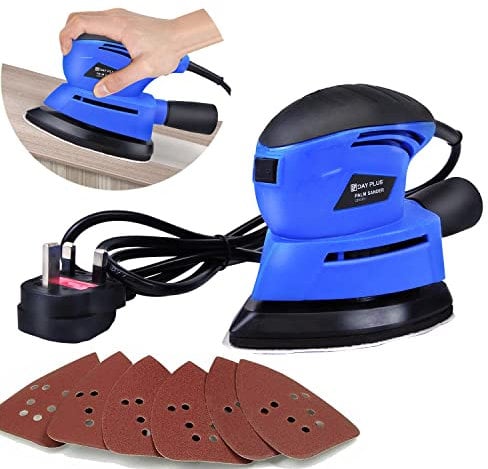 Handheld 135W Compact Detail Sander with Dust Extraction Port - Compact Ergonomic Design witth 6pcs Sanding Pads for Multi Use, 12000RPM Detail Mouse Sander