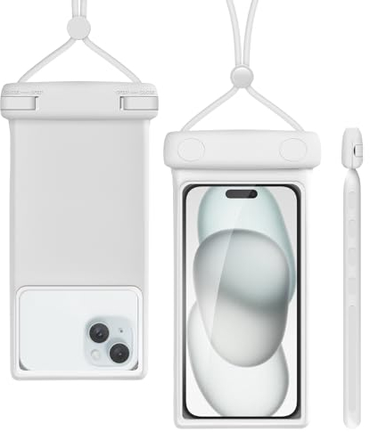 Universelle wasserdichte Handytasche mit Umhängeband, IP8X, Tauchen, Outdoor, Strand, schwimmend, Unterwasser, 17.8 cm, schöne Handyhülle, Trockentasche, staubdicht, für iPhone Mew (Duke White)