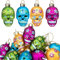 Watayo 12 Stück Tag der Toten Glasornamente - Dia De Los Muertos Zuckerschädel Ornamente - Halloween hängende Skelettkopf-Dekorationen für Party Weihnachtsbaum Dekoration