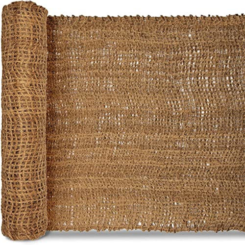 Protection & prévention de l'érosion en Fibres de Coco écologique| Filet de Talus Naturel & Recyclable| Réseau de soutènement| Barrière Anti-érosion Maille de stabilisation, 1 m x 15 m - 400 g/m²