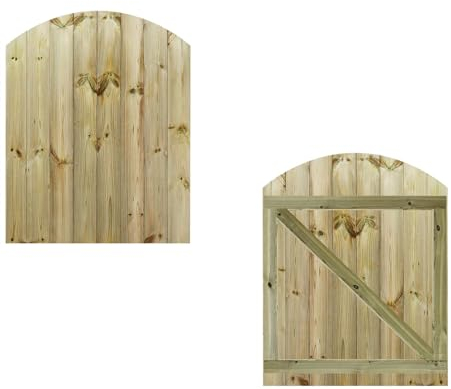 Bespoke Custom Made To Measure UPTO HEIGHT: 4ft (120cm High) Tongue & Groove Fully Framed Arch Top Pathway Garden Pedestrian Gate [Width Between 75CM to 90CM Hinge Pack Option Removed