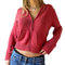 Women Zip Up Rib Knit Cardigan Hoodie Long Sleeve Open Front Cropped Sweater Tops Slim Fit 90S Vintage Jacket Outwear (Red#1, L)