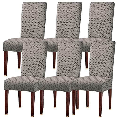 LANSHENG Stuhlhussen 6er Set, Universal Esszimmerstühle Stuhlbezug, Abnehmbar Waschbar Stuhlhussen für Esszimmerstühl, Küche, Restaurants, Hotels (Taupe, 6er Set)