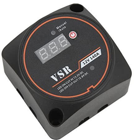 Tbest Automatisches Trennrelais 12V, Dual Battery Smart Isolator 12V 140A Spannungsempfindliches Relais IP67 Wasserdicht Mit Display Für Autos, Yachten, Wohnmobile, ATVs, UTVs