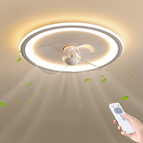 XinZe Moderne LED Deckenventilator Mit Beleuchtung Dimmbar Fernbedienung Fan Deckenleuchte Kreative Leise Schlafzimmer Deckenlampe Wohnzimmer Unsichtbare Ventilator Deckenlicht Esszimmer Licht 40CM